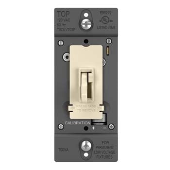 Pass And Seymour Toggle Slide Dimmer Low Voltage Single Pole/3-Way 700Va Light Almond (TSDLV703PLA)