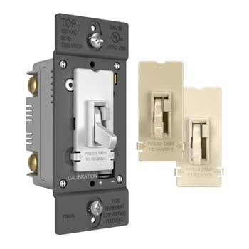 Pass And Seymour Toggle Slide Dimmer Low Voltage Single Pole/3-Way 700Va Tri-Color (TSDLV703PTC)