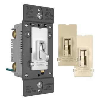 Pass And Seymour Toggle Slide Dimmer Tru Universal Single Pole/3-Way 450W Tri-Color (TSD703PTUTC)