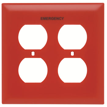 Pass And Seymour TP 2 Duplex Emergency Red With Black Silk Screw (TP82ERED)