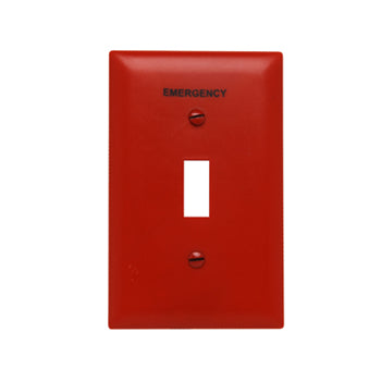 Pass And Seymour TP Toggle Emergency Red With Black Silk Screen (TP1ERED)