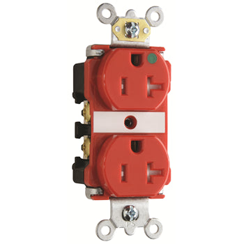 Pass And Seymour Tamper-Resistant Compact Hospital Grade Duplex Receptacle 20A 125V Red (TR8300HRED)