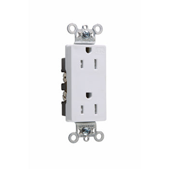 Pass And Seymour Tamper-Resistant Decorator Receptacle 15A 125V Side And Back Wire White (TR26262W)