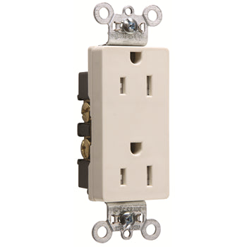 Pass And Seymour Tamper-Resistant Decorator Receptacle 15A 125V Side Wire Light Almond (TR26242LA)