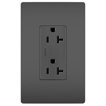 Pass And Seymour Tamper-Resistant Decorator Receptacle 20A 125V Side And Back Wire Black (TR26352BK)