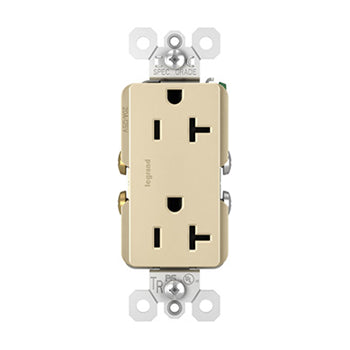 Pass And Seymour Tamper-Resistant Decorator Receptacle 20A 125V Side And Back Wire Ivory (TR26352I)