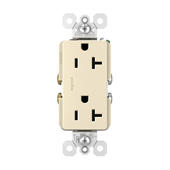 Pass And Seymour Tamper-Resistant Decorator Receptacle 20A 125V Side And Back Wire Light Almond (TR26352LA)