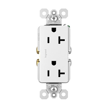 Pass And Seymour Tamper-Resistant Decorator Receptacle 20A 125V Side And Back Wire White (TR26352W)