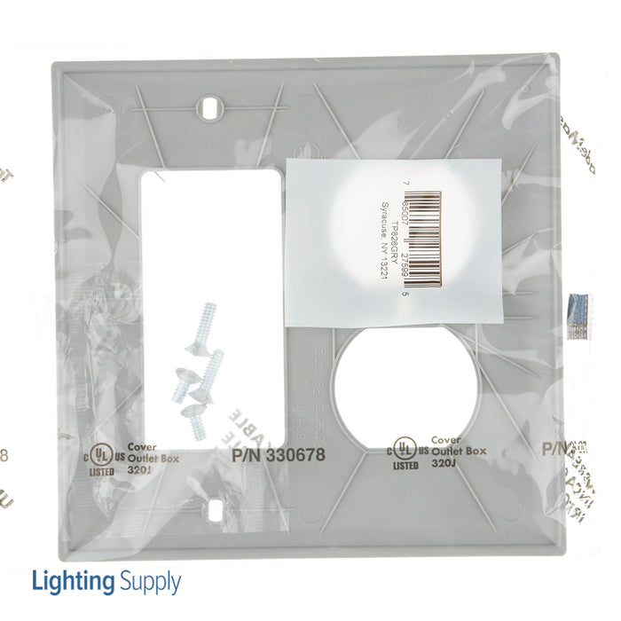 Pass And Seymour Trademaster Plate 2-Gang 1 Duplex 1 Decorator Gray (TP826GRY)