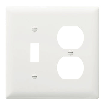 Pass And Seymour Trademaster Plate 2-Gang 1 Toggle 1 Duplex White (TP18W)