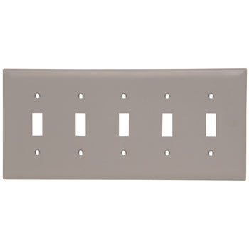 Pass And Seymour Trademaster Plate 5-Gang 5 Toggle Gray (TP5GRY)