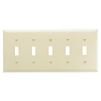 Pass And Seymour Trademaster Plate 5-Gang 5 Toggle Ivory (TP5I)