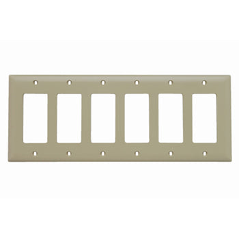 Pass And Seymour Trademaster Plate 6-Gang 6 Decorator Ivory (TP266I)