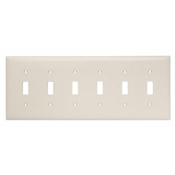 Pass And Seymour Trademaster Plate 6-Gang 6 Toggle Light Almond (TP6LA)