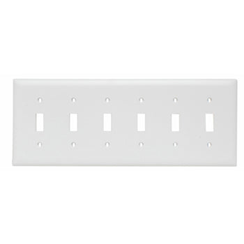 Pass And Seymour Trademaster Plate 6-Gang 6 Toggle White (TP6W)