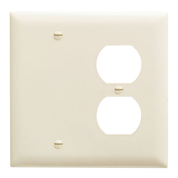 Pass And Seymour Trademaster Plate 2-Gang 1 Blank 1 Duplex Light Almond (TP138LA)