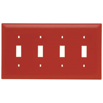 Pass And Seymour Trademaster Wall Plate 4-Gang 4 Toggle (TP4RED)