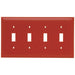 Pass And Seymour Trademaster Wall Plate 4-Gang 4 Toggle (TP4RED)