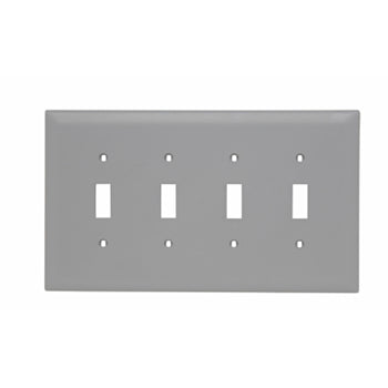 Pass And Seymour Trademaster Wall Plate Jumbo 4-Gang 4 Toggle Gray (TPJ4GRY)