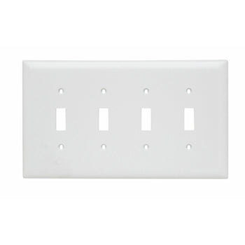 Pass And Seymour Trademaster Wall Plate Jumbo 4-Gang 4 Toggle White (TPJ4W)