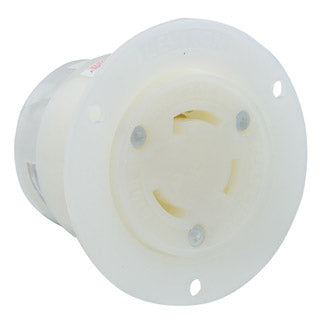 Leviton 30 Amp 250V 3-Phase NEMA L11-30R 3P 3W Flanged Outlet Locking Receptacle Industrial Grade Non-Grounding White (2676)