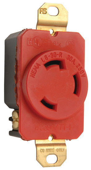 Pass And Seymour Turnlok Receptacle Single Red 3W 20A 250 (L620RR)