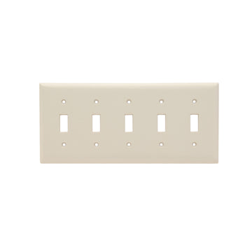 Pass And Seymour Wall Plate 5-Gang Toggle Light Almond (SP5LA)