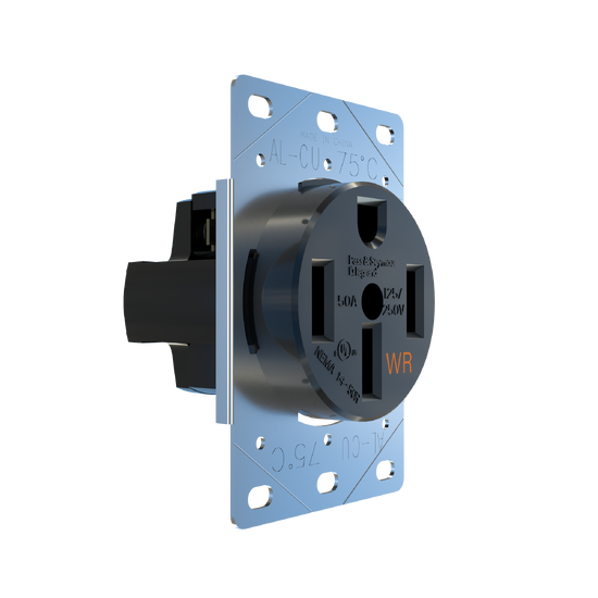 Pass and Seymour Weather-Resistant Straight Blade Receptacle 50A 125/250 3P 4W  (3894WR)