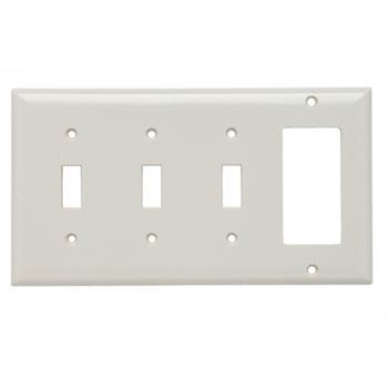 Pass And Seymour Wall Plate Smooth 3 Toggle 1 Decorator Light Almond (SP326LA)