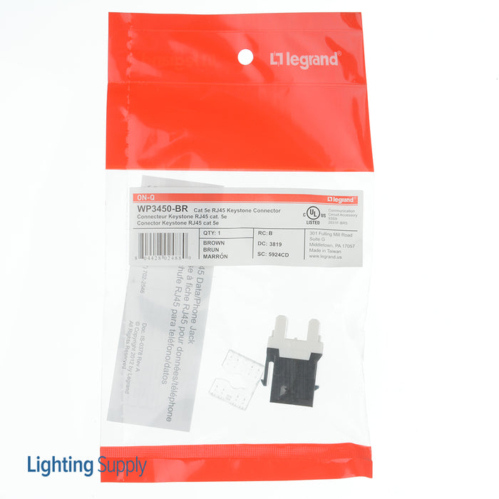 Pass And Seymour CAT5e RJ45 T568 A/B Connector Brown M20 (WP3450BR)