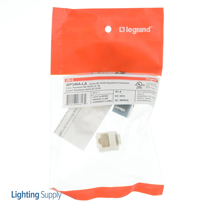 Pass And Seymour CAT6a Quick/Click RJ45 Keystone Connector Light Almond (WP346ALA)