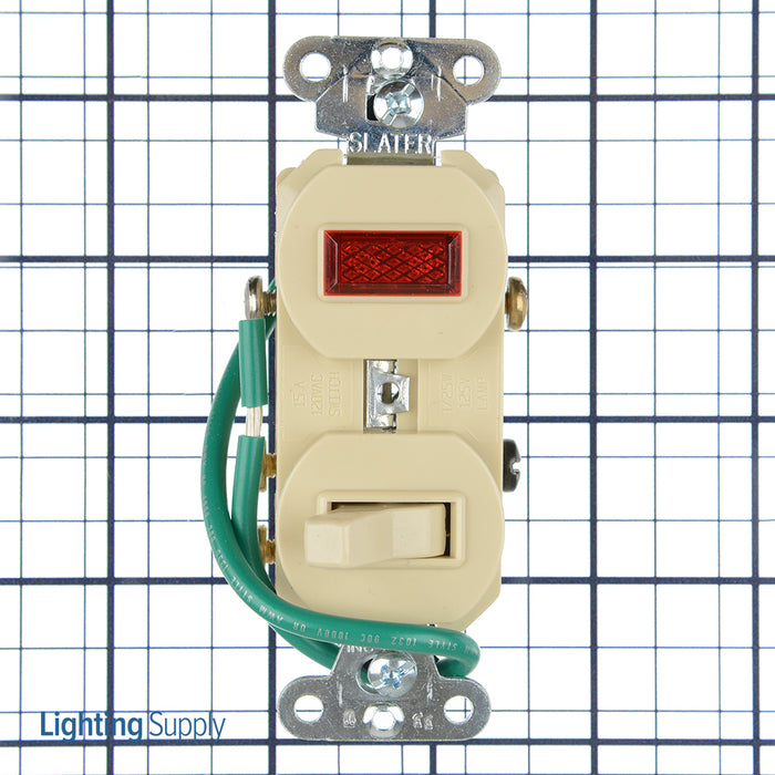 Pass And Seymour Combination Switch 3-Way 15A120V Pilot Light 1/25 Ivory (695IG)