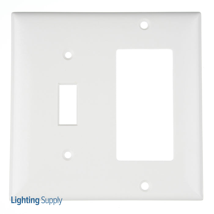 Pass And Seymour Plate Plastic 2-Gang Toggle And SPLEX Without Line White (SP126W)