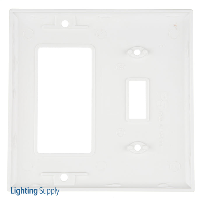 Pass And Seymour Plate Plastic 2-Gang Toggle And SPLEX Without Line White (SP126W)