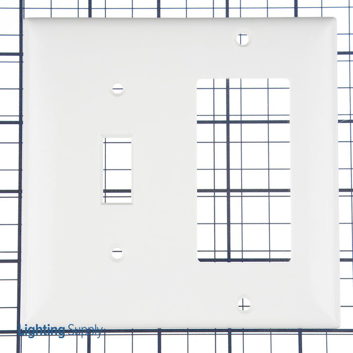 Pass And Seymour Plate Plastic 2-Gang Toggle And SPLEX Without Line White (SP126W)