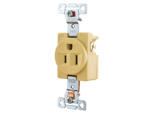 Pass And Seymour Receptacle Single 15A 125V Side Wire Ivory (5251I)