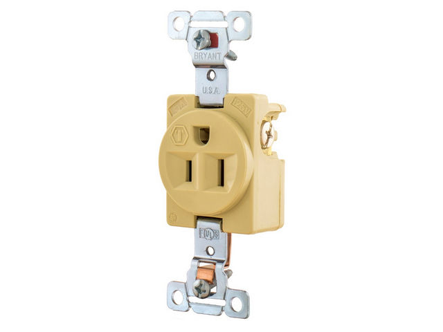 Pass And Seymour Receptacle Single 15A 125V Side And Back Wire Ivory (5261I)