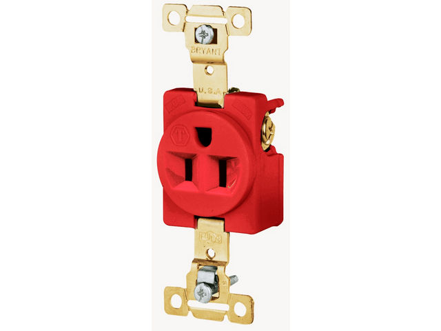 Pass And Seymour Receptacle Single 15A 125V Side And Back Wire Red (5261RED)