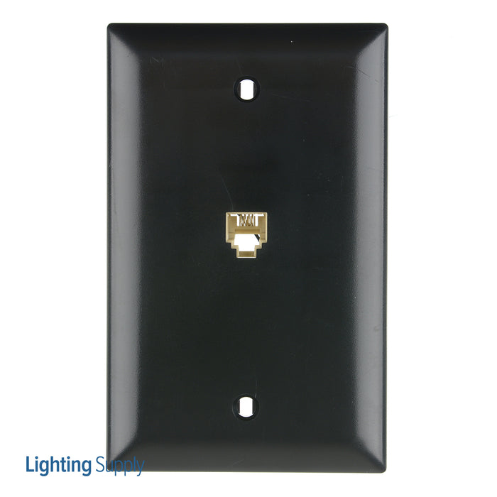 Pass And Seymour Telephone 4 Conductor 1-Gang Thermoplastic Plate Black (TPTE1BK)