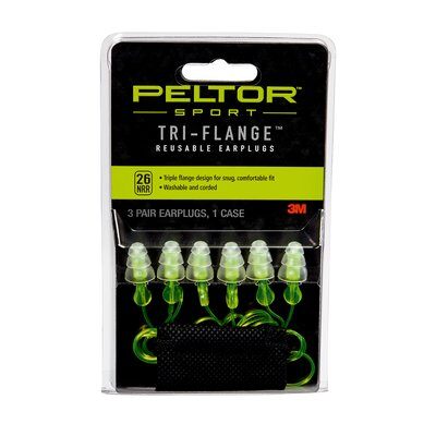 3M - 61006 Peltor Sport Tri-Flange Corded Reusable Earplugs 97317-10C Neon Yellow (7010336385)