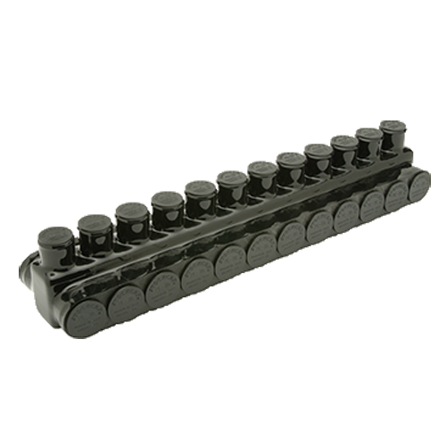Penn Union Aluminum Black Pre-Insulated Power Bar 12 Ports With Double Sided Conductor Entry 1/0 Str. To 1000 kcmil (IPBBNA100012D)