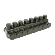 Penn Union Aluminum Black Pre-Insulated Power Bar - Eight Ports With Double Sided Conductor Entry 14 Sol. To 4 Str. (IPBBNA48D)