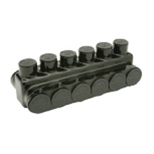 Penn Union Aluminum Black Pre-Insulated Power Bar - Six Ports With Double Sided Conductor Entry 14 Sol. To 2/0 Str. (IPBBNA2/06D)