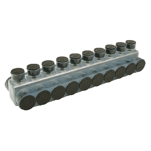 Penn Union Aluminum Clear Pre-Insulated Power Bar 10 Ports With Double Sided Conductor Entry 1/0 Str. To 1000 kcmil (IPBNA100010D)