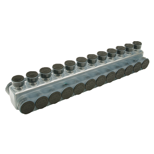 Penn Union Aluminum Clear Pre-Insulated Power Bar 12 Ports With Double Sided Conductor Entry 1/0 Str. To 1000 kcmil (IPBNA100012D)
