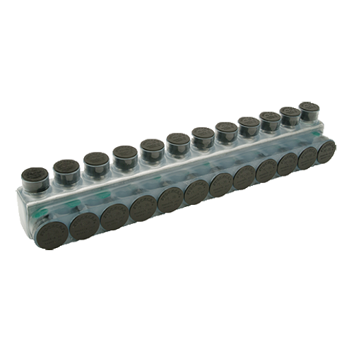 Penn Union Aluminum Clear Pre-Insulated Power Bar 12 Ports With Single Sided Conductor Entry 1/0 Str. To 1000 kcmil (IPBNA100012S)