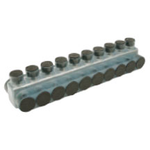 Penn Union Aluminum Clear Pre-Insulated Power Bar - Ten Ports With Double Sided Conductor Entry 14 Sol. To 4 Str. (IPBNA410D)