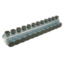 Penn Union Aluminum Clear Pre-Insulated Power Bar - Twelve Ports With Double Sided Conductor Entry 14 Sol. To 2/0 Str. (IPBNA2/012D)