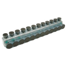 Penn Union Aluminum Clear Pre-Insulated Power Bar - Twelve Ports With Single Sided Conductor Entry 10 Sol. To 250 Kcmil (IPBNA25012S)