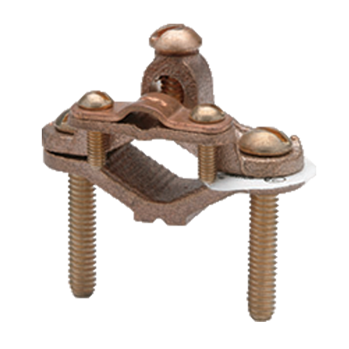 Penn Union Bronze Ground Clamp For Armorder Cable 8 Sol. To 4 Str. Copper 1/2 Inch To 1 Inch Water Pipe (KC1DB)